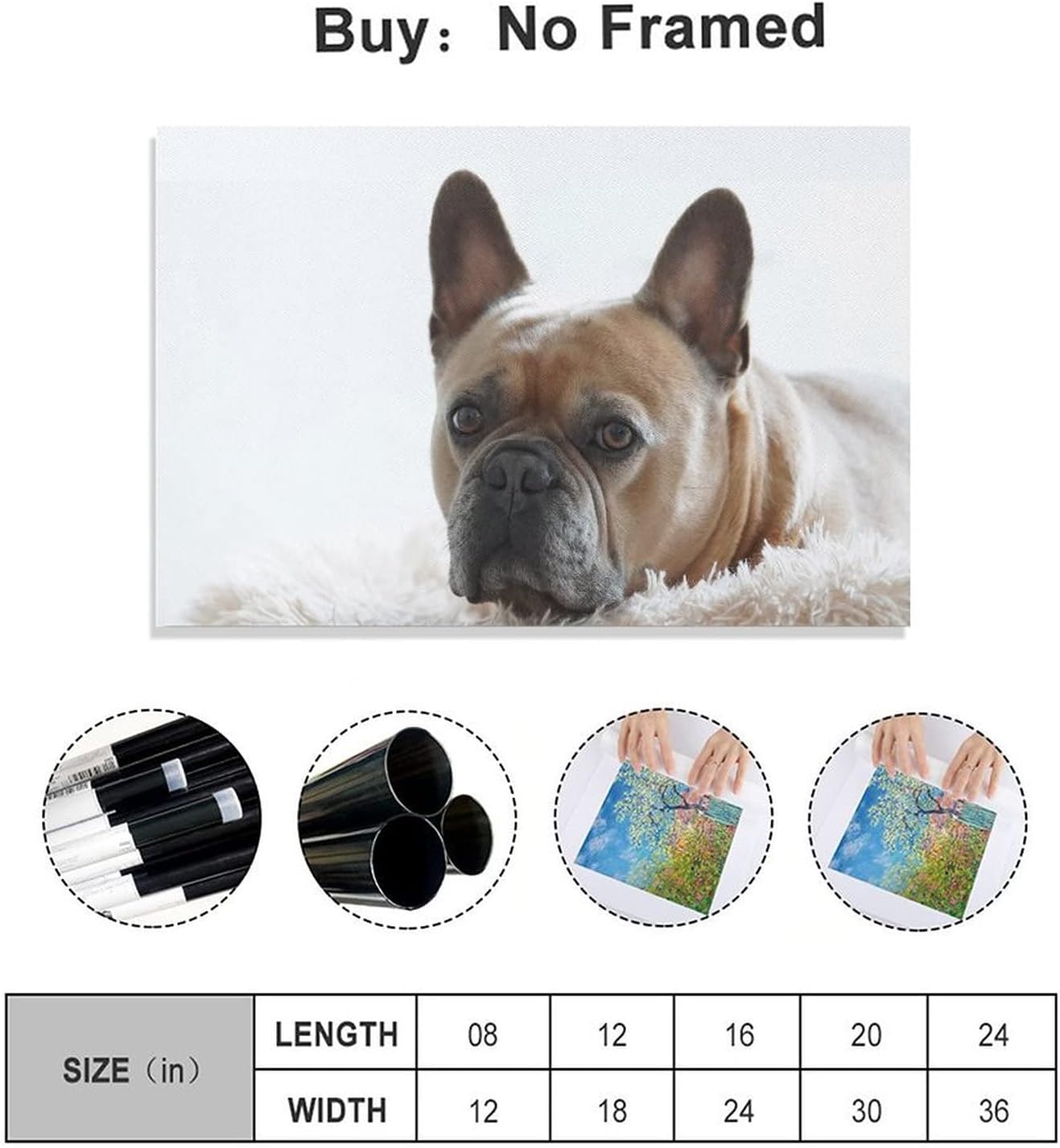 Pintura decorativa de bulldog francés, póster de animales para amantes de los animales, impresiones en lienzo para pared, decoración de pared