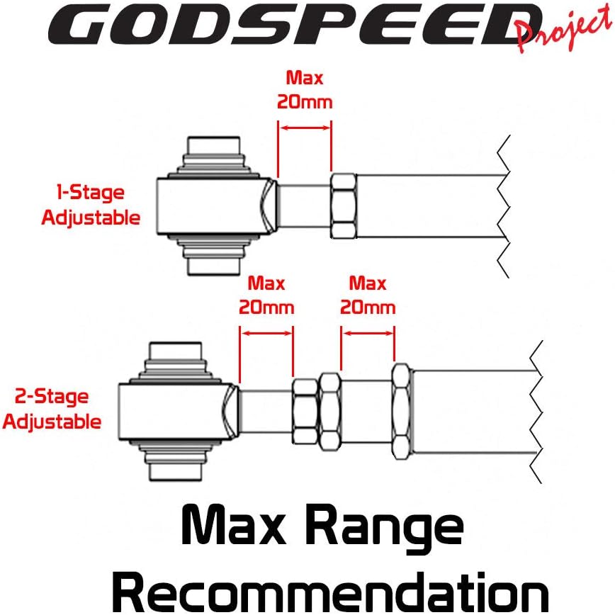 Godspeed AK-252-B Brazos A inferiores delanteros ajustables con rótulas engrasables, juego de 2, compatible con Ford Mustang 1999-04 con coilovers