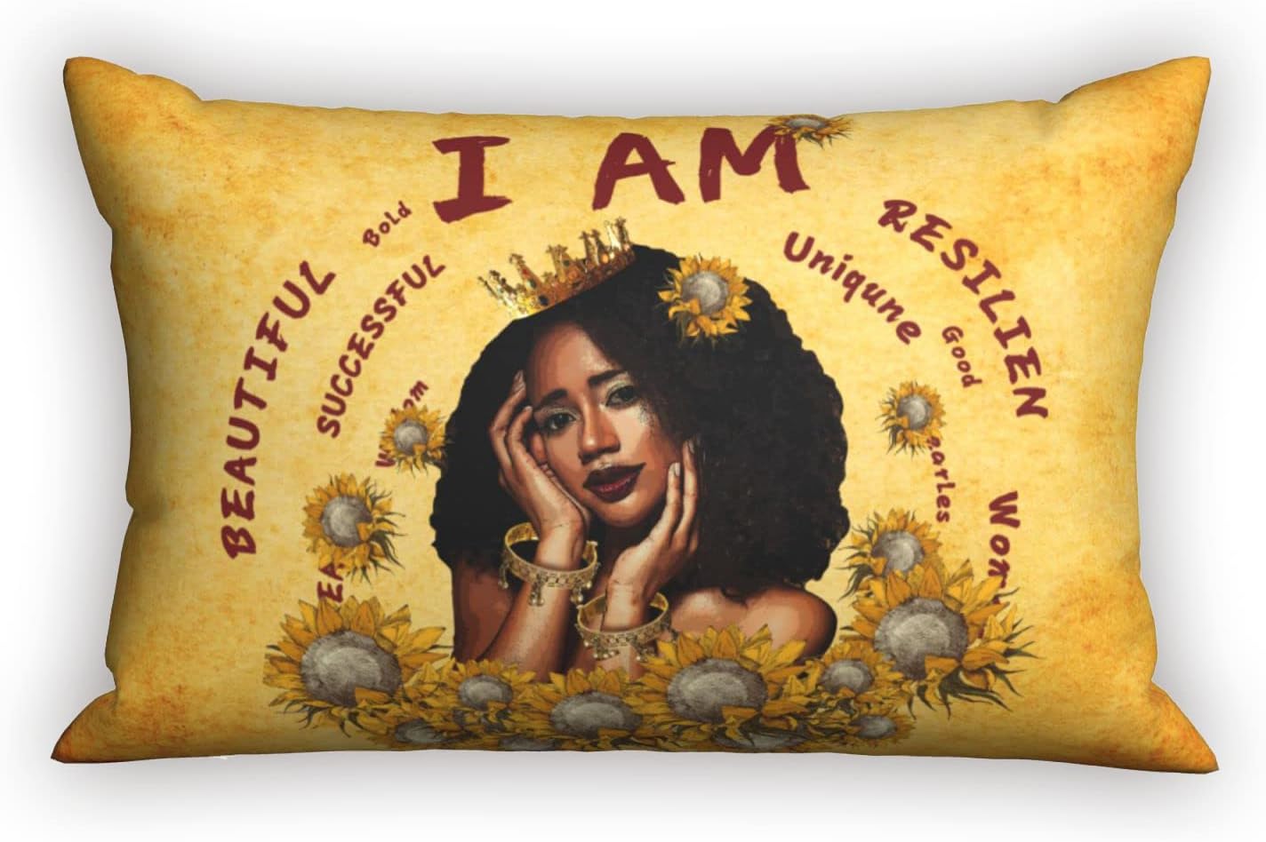 Fundas de almohada para cama de niña africana con cremallera oculta, funda de almohada lumbar, tamaño Queen estándar de 20 x 30 pulgadas para