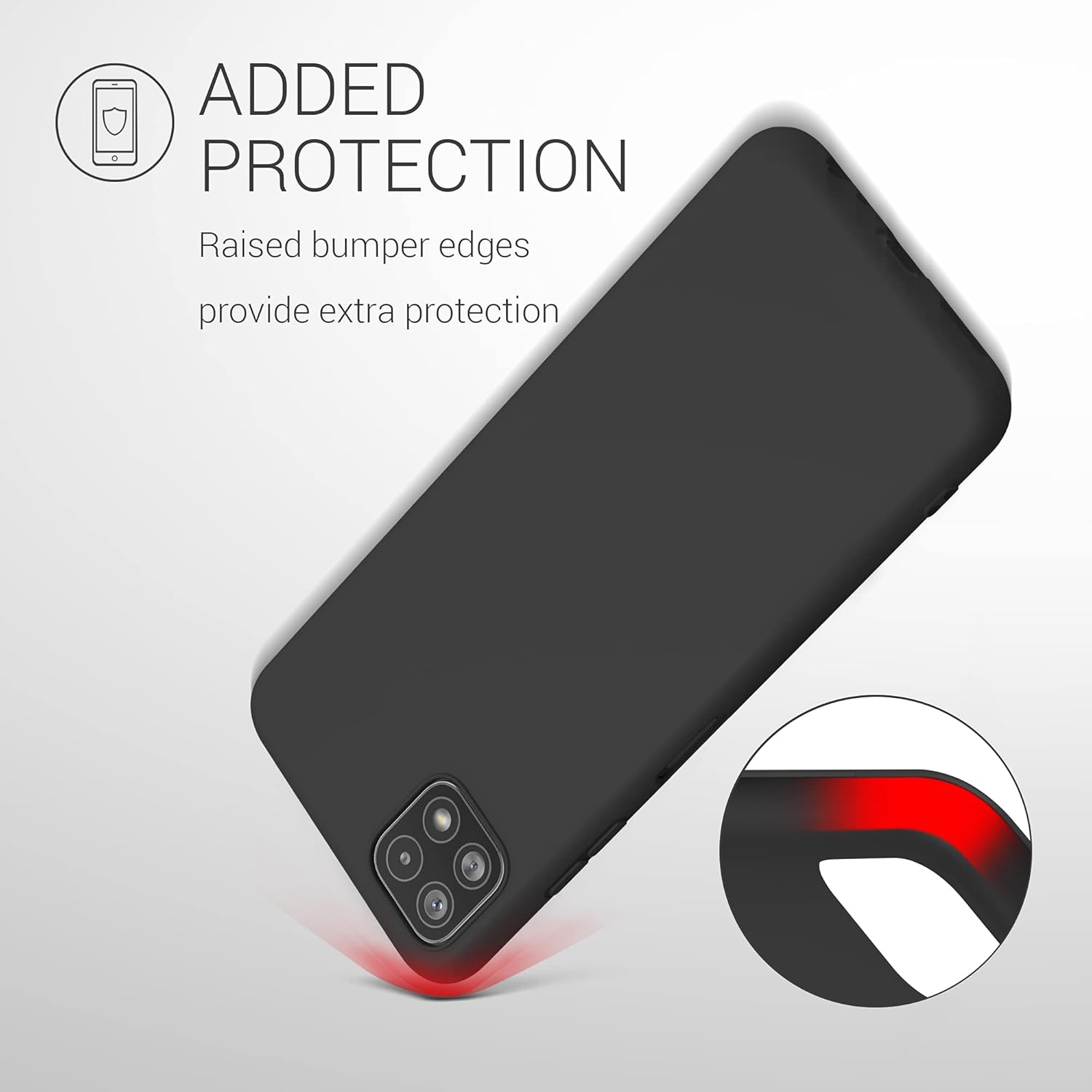 kwmobile Funda compatible con Samsung Galaxy A22 5G – Funda protectora de silicona TPU suave y delgada – Negro mate