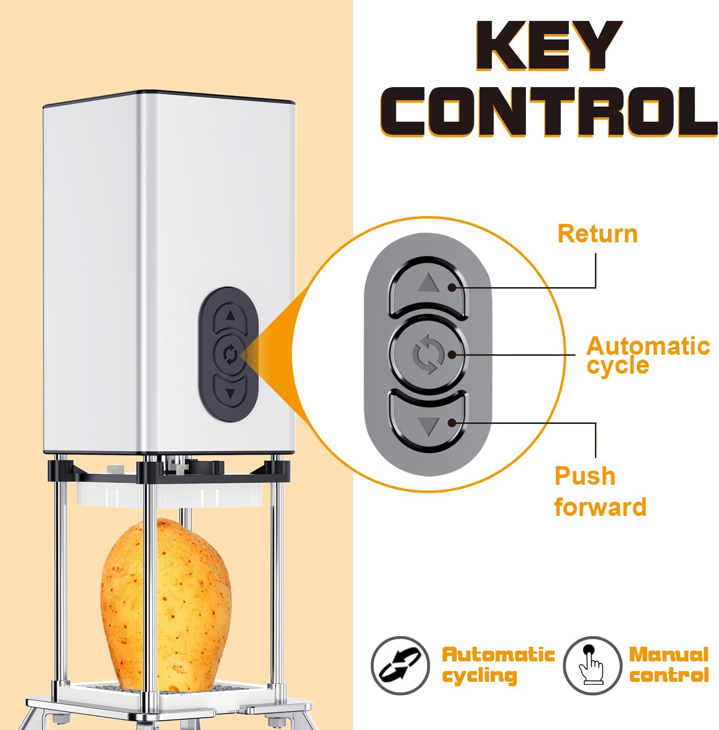 Cortador eléctrico de patatas fritas, cortador vertical de acero inoxidable, profesional comercial y doméstico cortador de papas fritas, cortador