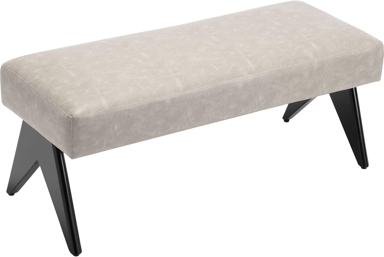 VESCASA Banco de comedor tapizado de piel sintética con patas de madera negra, entrada de 45.25 pulgadas de ancho, banco acolchado moderno para