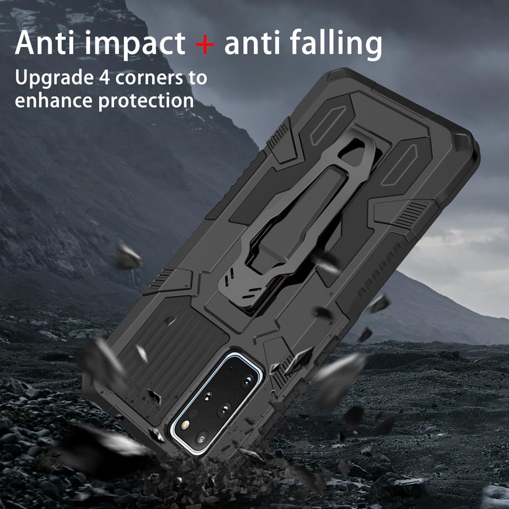 Asuwish Funda protectora compatible con Samsung Galaxy S20 Plus S20+ 5G y protector de pantalla de vidrio templado con clip para cinturón, funda