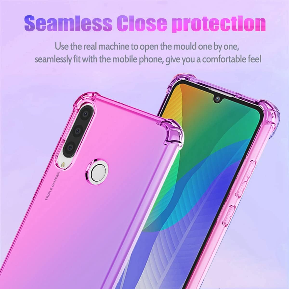 Funda para Huawei Y6P, MED-LX9 Linda funda para niñas y mujeres, degradado, delgada, antiarañazos, TPU suave, funda protectora a prueba de golpes