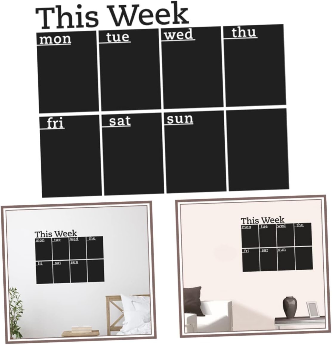MAGICLULU Calendario de 3 meses, pizarra de tiza semanal, menú, letrero de pizarra de acrílico para pared, comida, suministros escolares para niños,