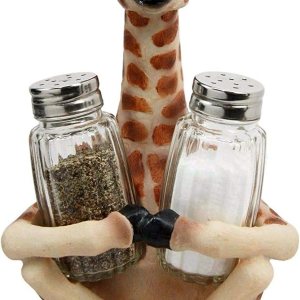 Ebros Gift Safari Adorable jirafa de lejano alcance salero y pimentero figura con cocteleras de cristal, cocina, comedor, decoración del hogar, Ebros Gift Safari Adorable jirafa de lejano alcance salero y pimentero figura con cocteleras de cristal, cocina, comedor, decoración del hogar,