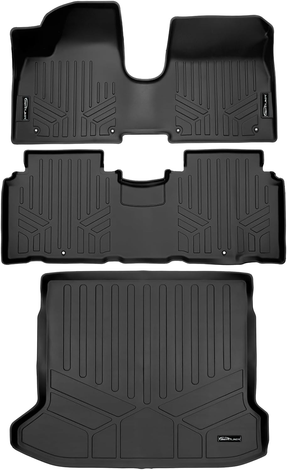 SMARTLINER Juego de alfombrillas y revestimiento de carga para todo tipo de clima, color negro, compatible con Hyundai IONIQ 5 2022-2024