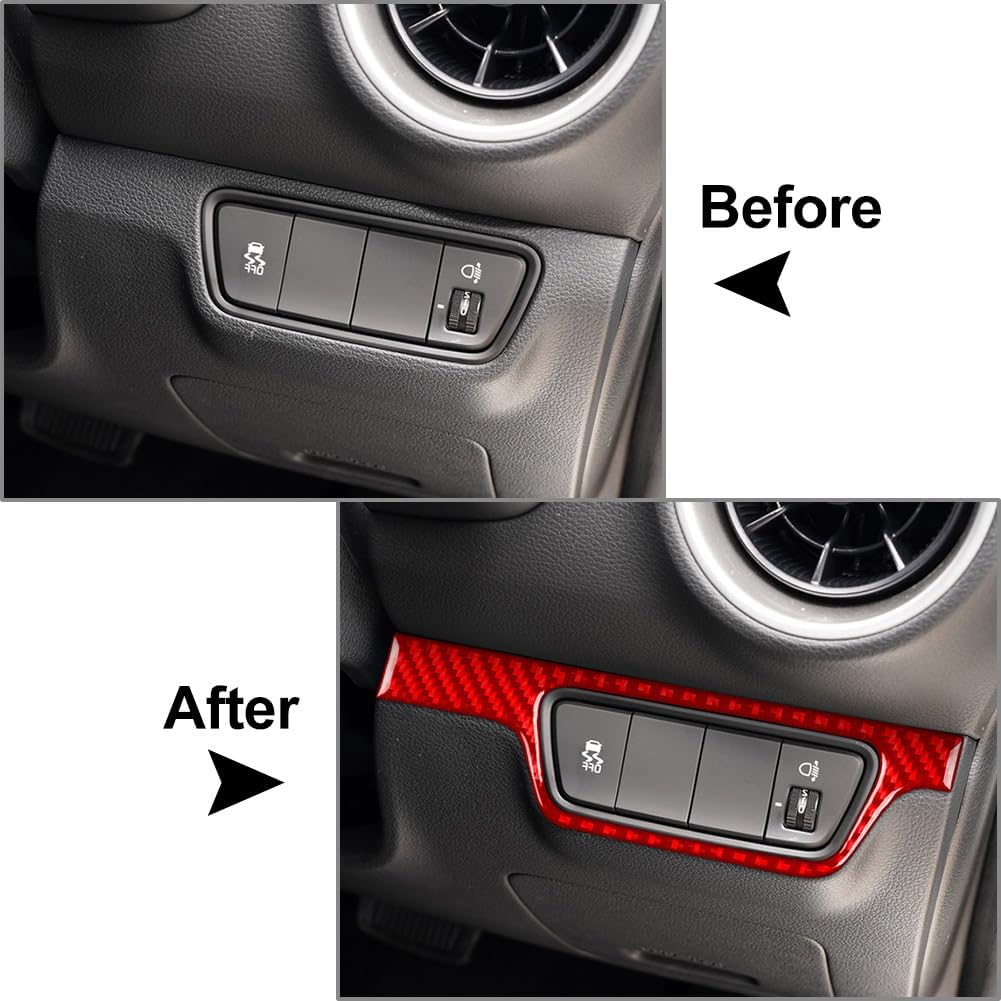 Lirun Car Headlight Switch Button Frame Control Panel Carbon Fiber Decoration Cover Fit For Kia Forte Cerato K3 2019 2020 2021 2023, Black (Fit