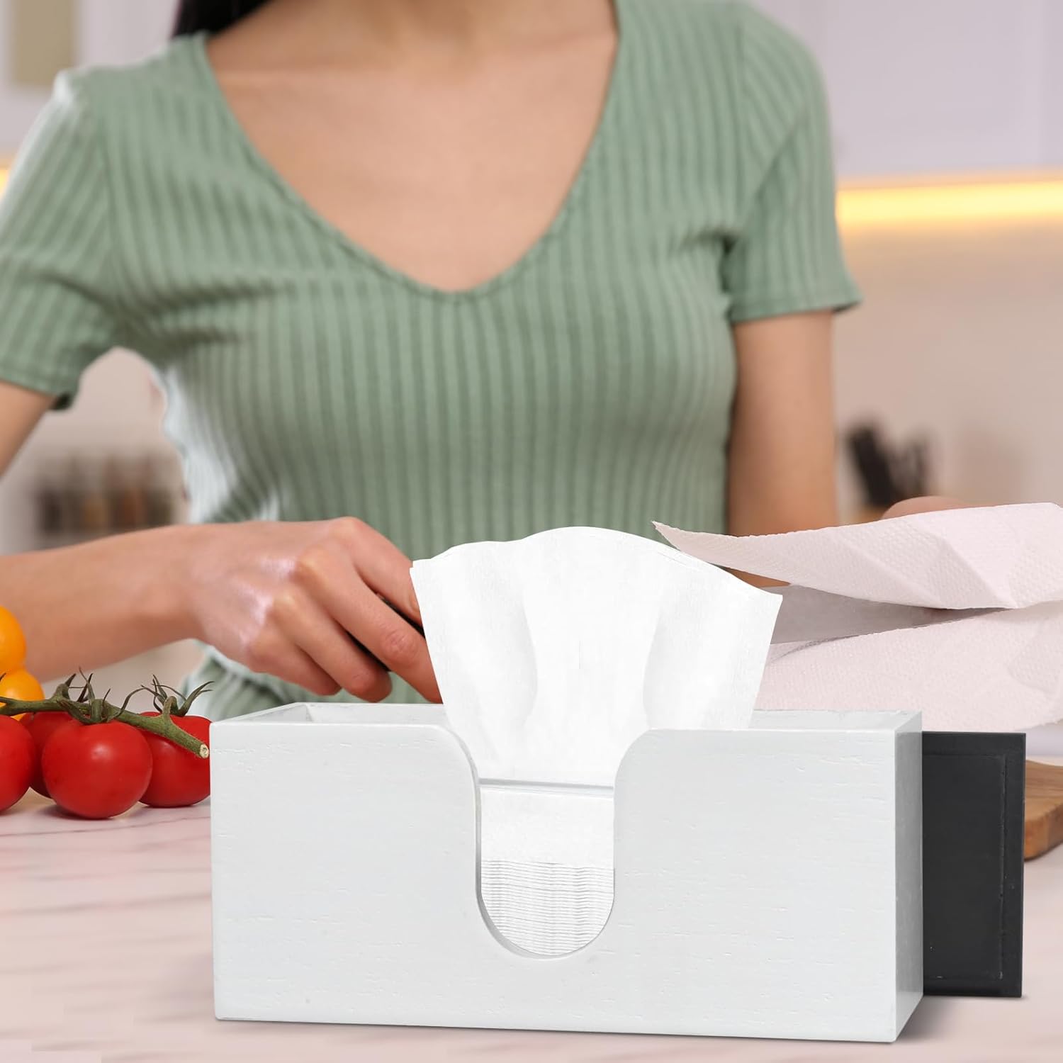 Dispensador de toallas de papel de madera maciza montado en la pared, soporte de toalla de papel plegado con tapa, plegable en C comercial, plegado