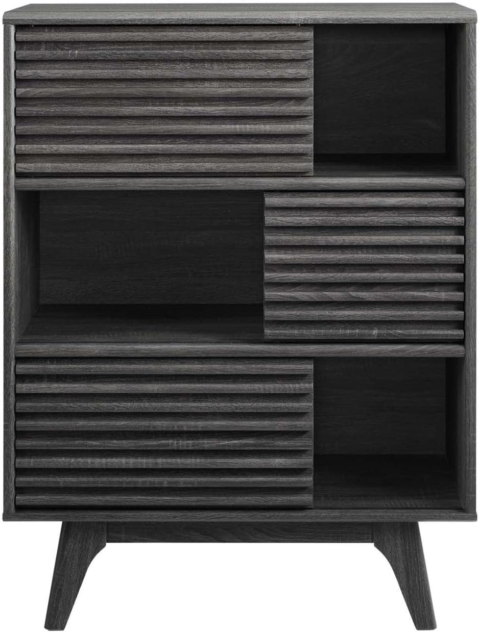 Modway Render Mid-Century – Mueble de almacenamiento de tres niveles en color carbón