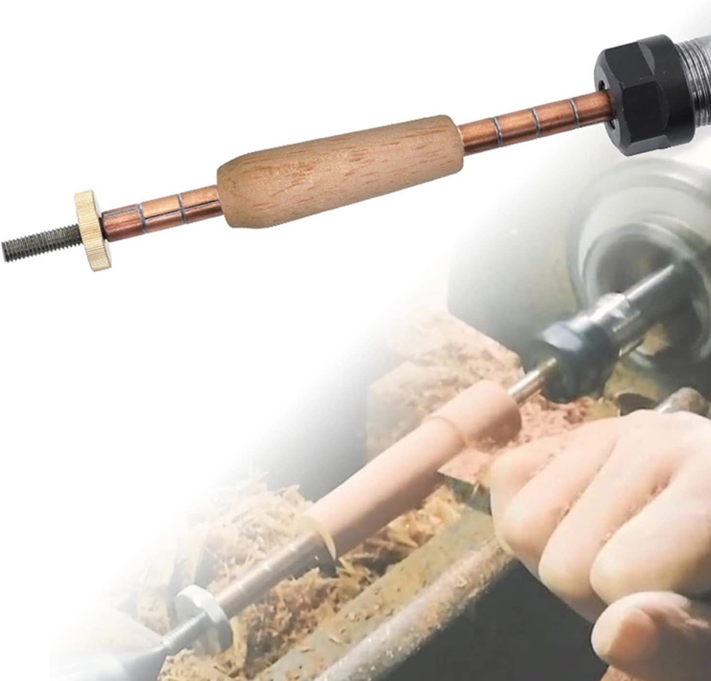 Herramienta de torno de mandril ajustable para carpintería, perfecta para giradores (mango cónico)