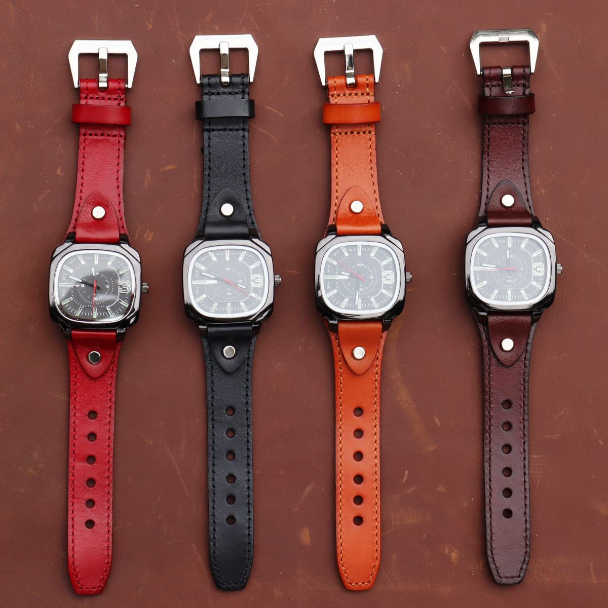 Mens Watch Analog Waches for Man Work Watches Women Stylish Minimalist Classic Men’s Wrist Watch with 20mm Handmade Leather Band Unque Gifts for Men
