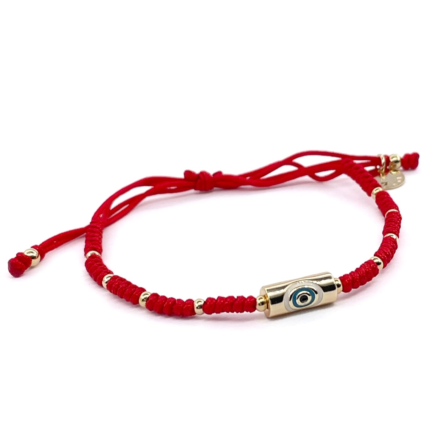 CRUZONE Red Nylon Evil Eye Bracelet for Women – Adjustable, Handmade & Woven with Good Luck Protection Charm (Red)