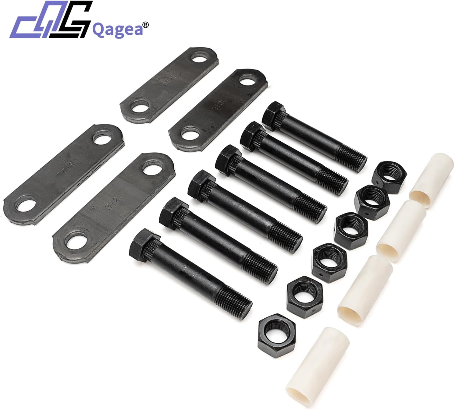 Qagea Kit de grilletes de remolque, grilletes de remolque, kit de remolque de eje tándem apto para resorte de doble ojo (ejes de 3,500 libras-7,200