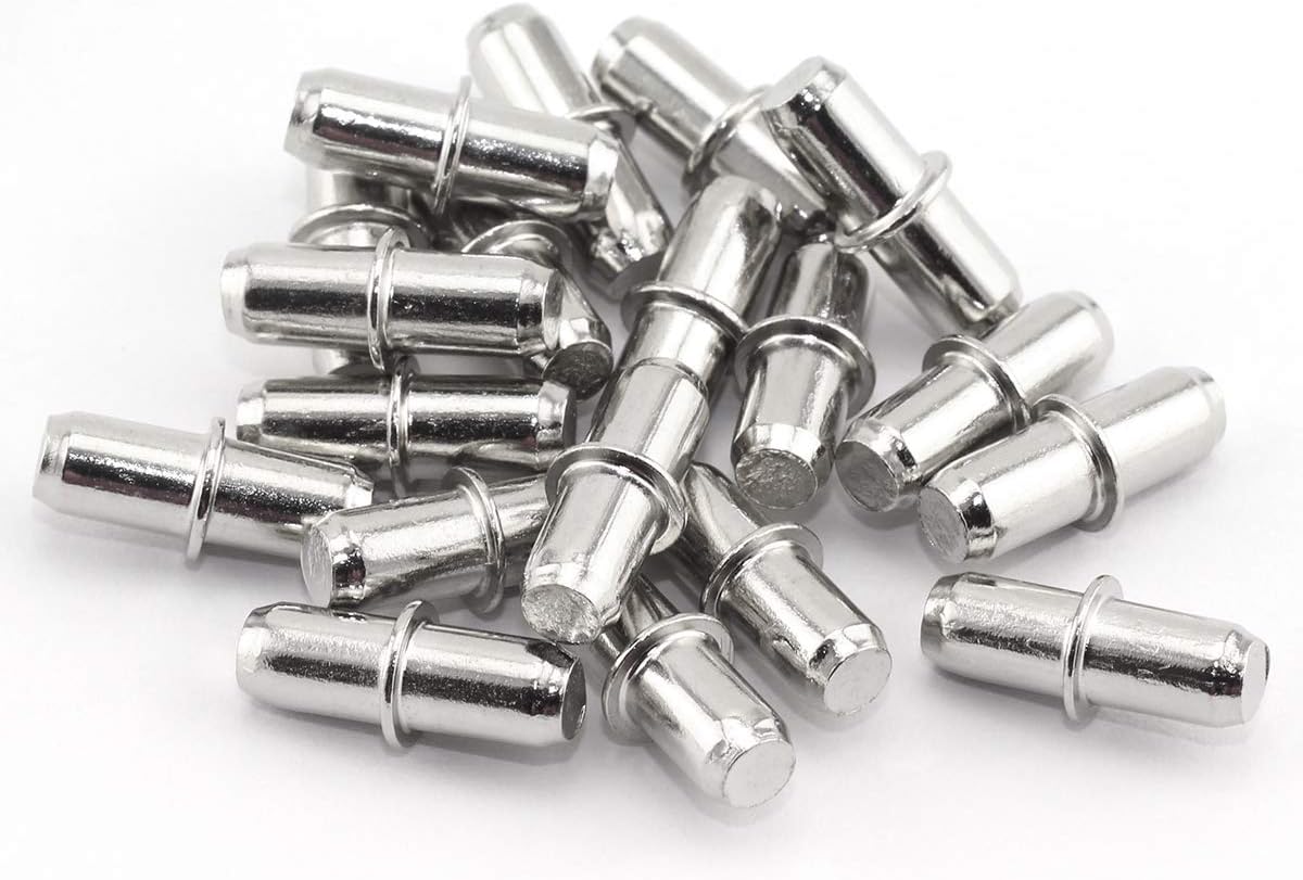 20 piezas de 0.197 x 0.630 in para estantes con acabado niquelado ajustable, soporte para estantes de muebles, armario, armario, estantería,