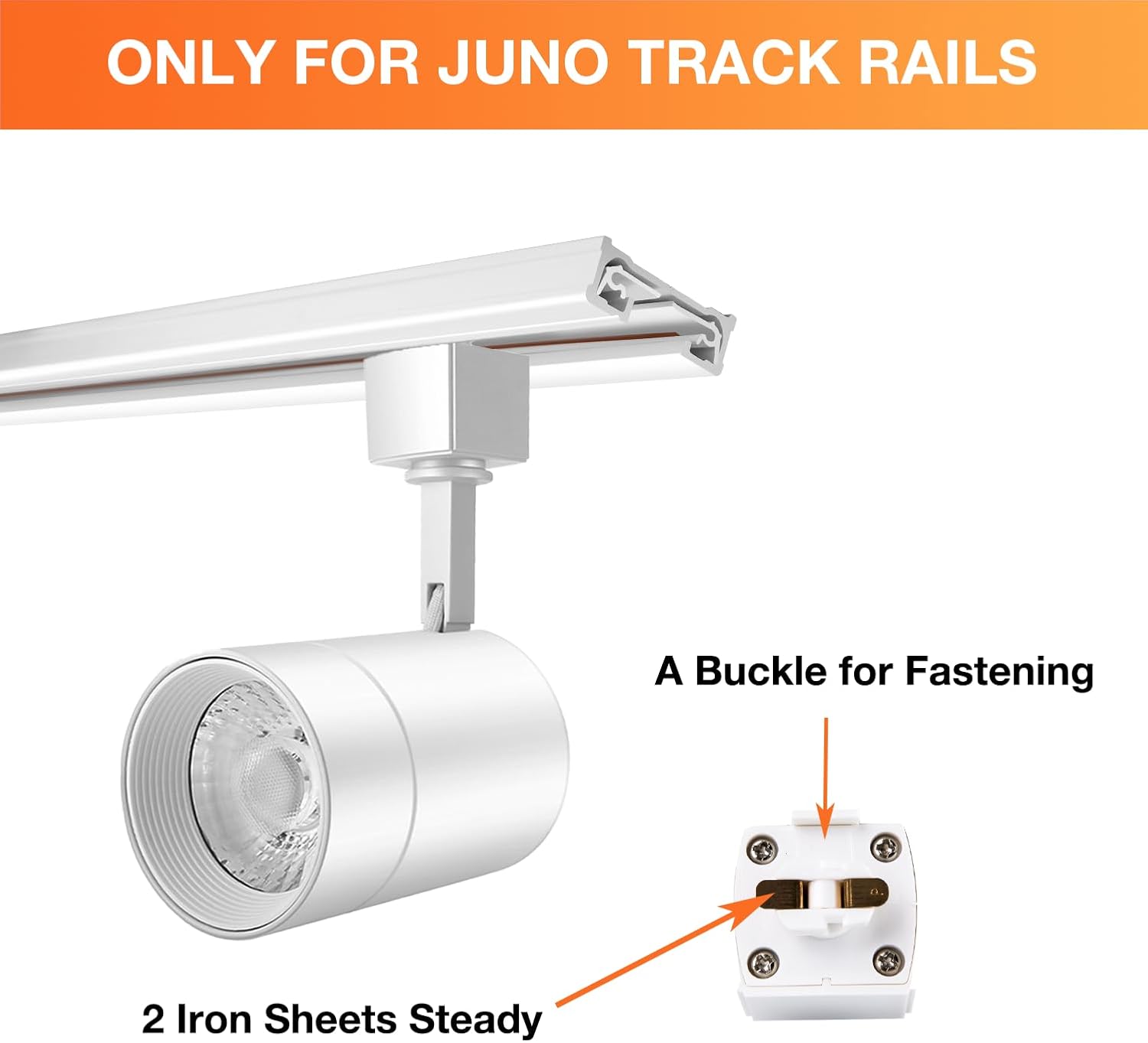 ALAMPEVER Cabezales de iluminación LED para pista J Track, accesorios de iluminación regulables de pista de techo para arte de pared, luz de pista
