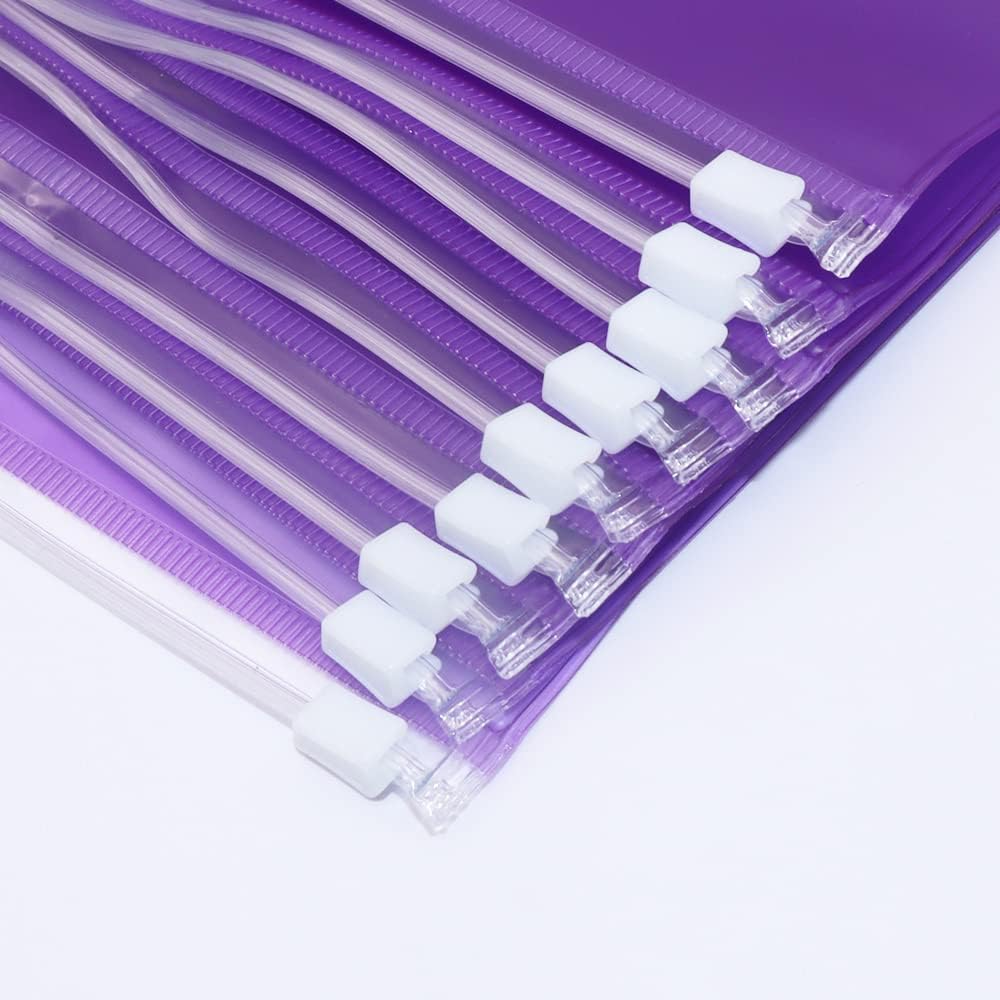 Carpeta de PVC púrpura con bolsillos, 12 unidades, tamaño A5, con cremallera, hojas sueltas, 6 agujeros, organizador de PVC con cremallera, para