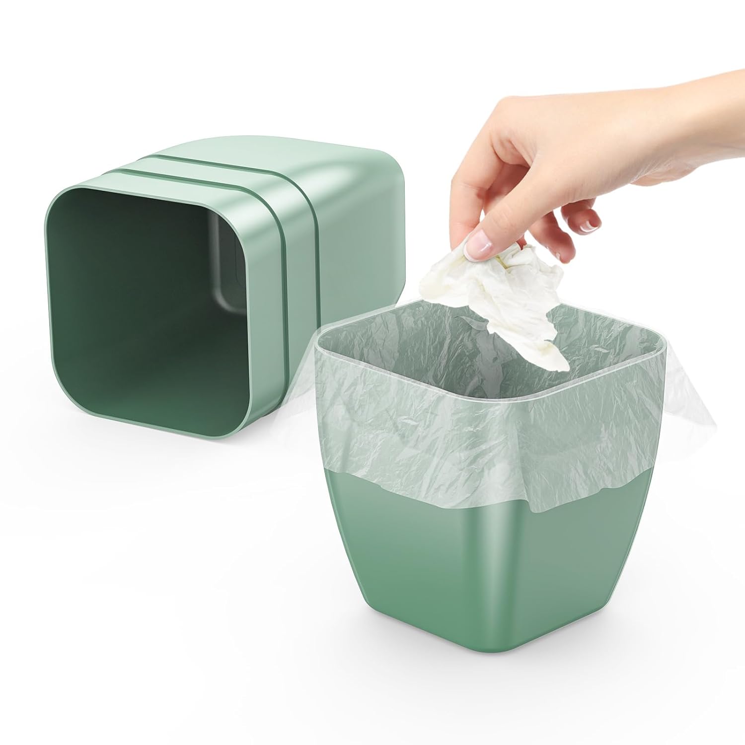 HEMOPLT Mini bote de basura  Paquete de 4 cubos de basura pequeños para encimera de escritorio, 0.4 galones, pequeño bote de basura perfecto para