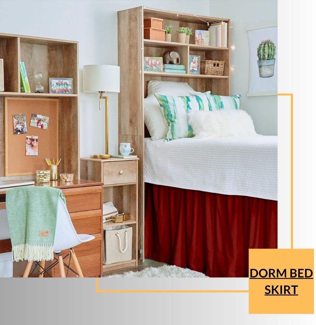 Falda de cama de tamaño individual XL para habitación universitaria  Falda de cama de dormitorio individual XL de 30 pulgadas  Falda de cama para