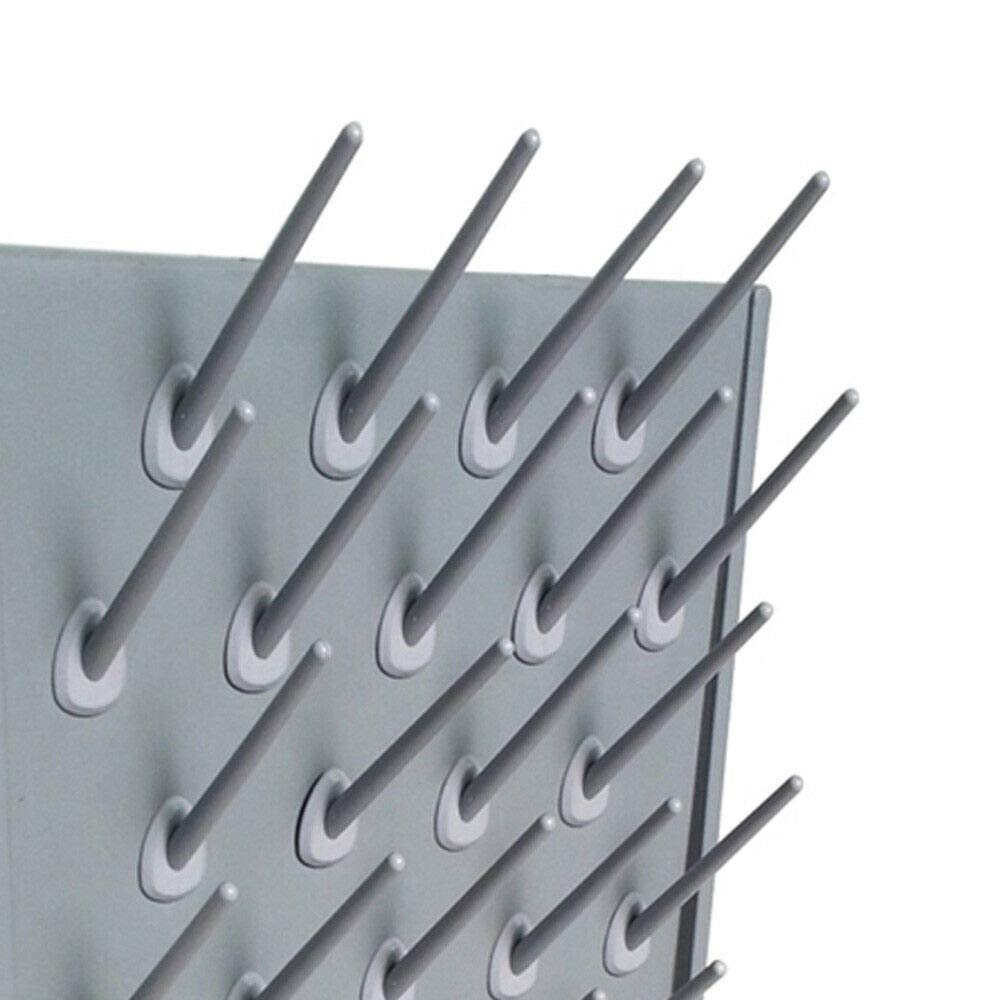Eapmic Estante de secado de laboratorio, 2 piezas, desmontable, 27 clavijas, montaje en pared, para cristalería, bandeja de drenaje moldeada