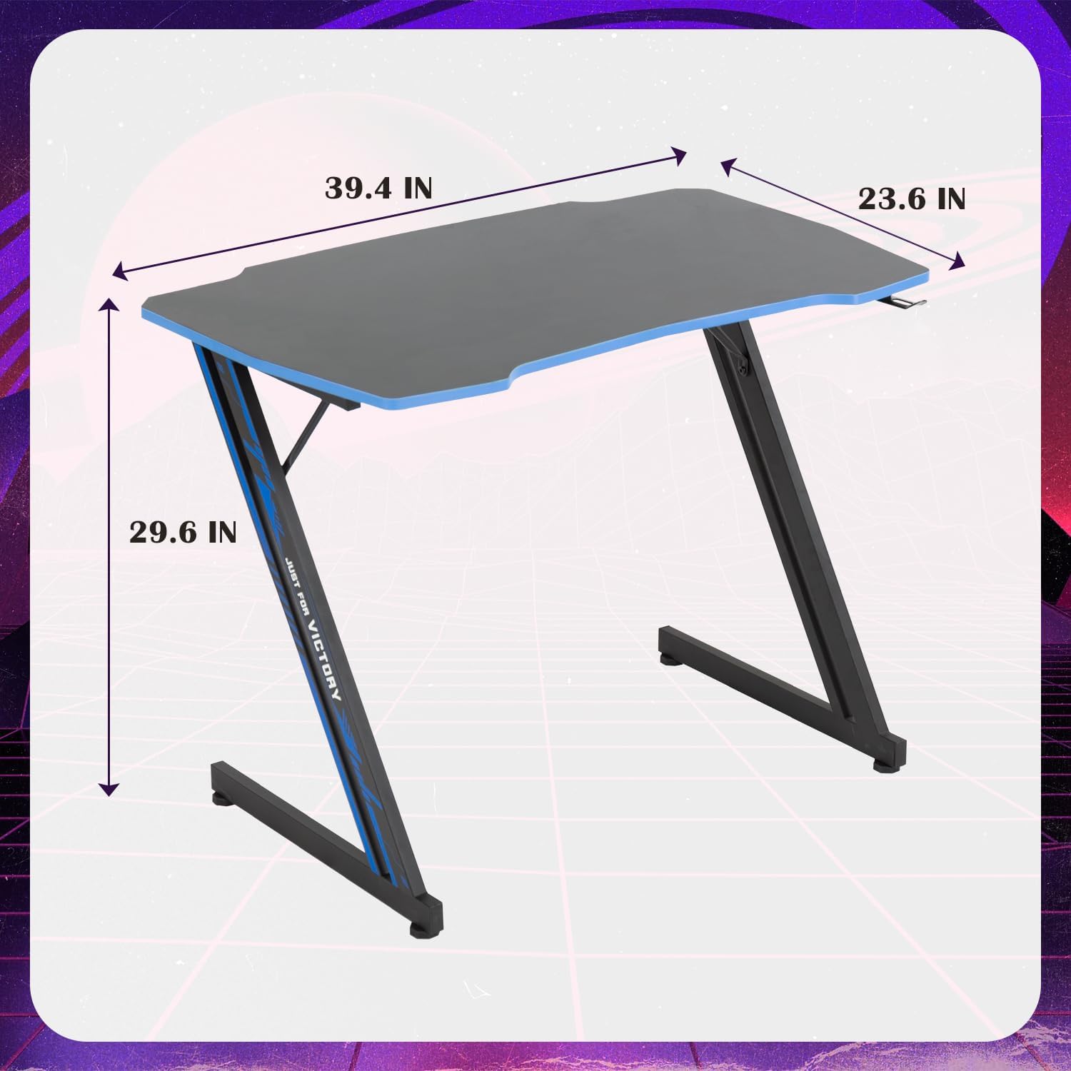 MGHH Escritorio para juegos de 39 pulgadas, escritorio para computadora en casa, oficina, en forma de Z, ergonómico, simple, mesa de juegos de PC