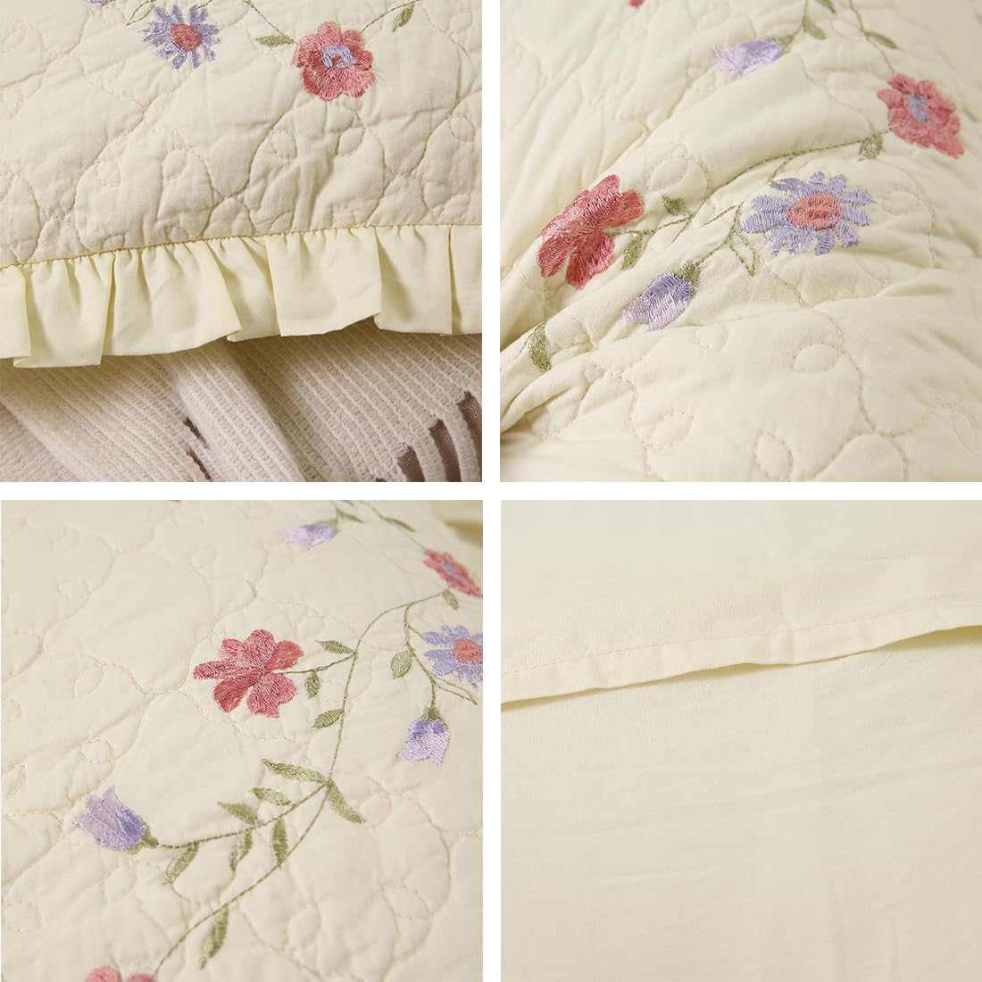 vctops Juego de 2 fundas de almohada cuadradas decorativas de algodón con volantes y diseño floral suave para sofá, cama (flor B, 18 x 18 pulgadas)