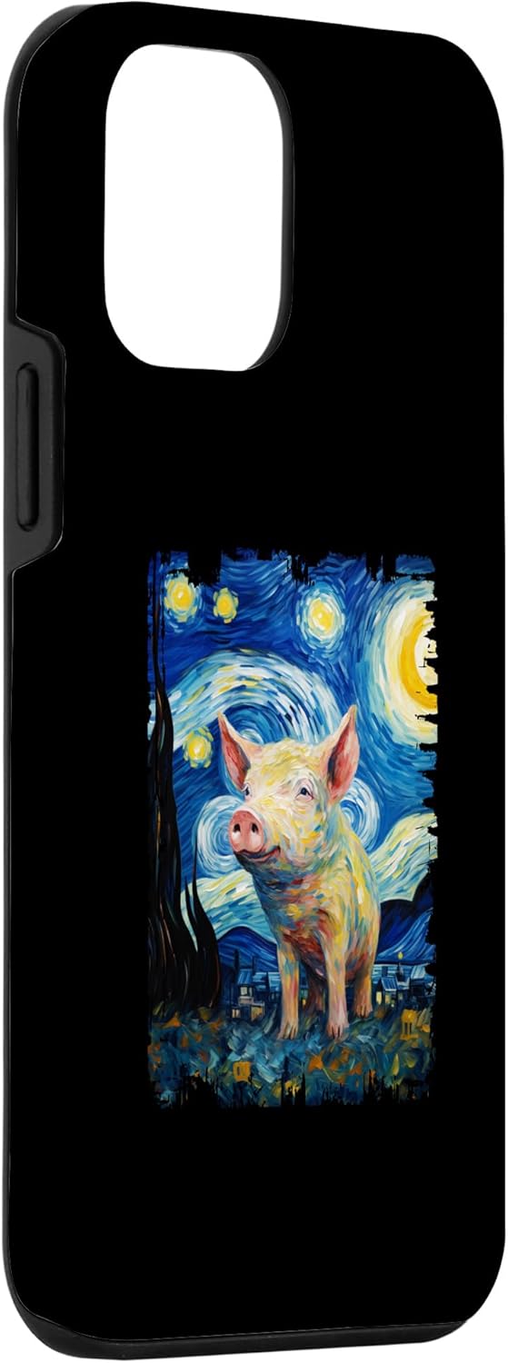 iPhone 12 mini Pig Starry Night Painting Mom Dad Case
