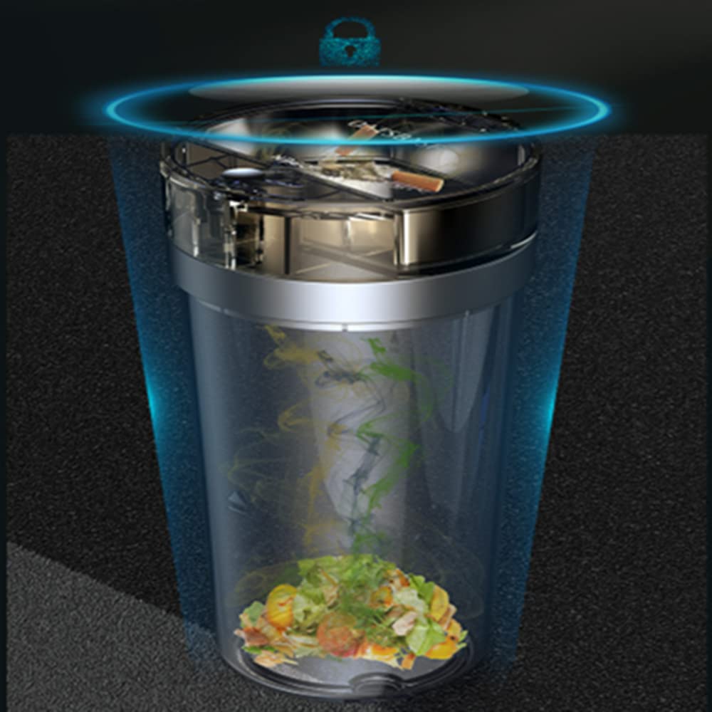 Tumecos Bote de basura para automóvil, portavasos, botella de vehículo, cubo de basura con tapa, caja de polvo y soporte para tazas (negro)