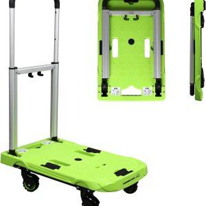 Carrito plegable de mano de plataforma, carrito móvil, plegable para un fácil almacenamiento y ruedas giratorias de 360 grados de bajo ruido con Carrito plegable de mano de plataforma, carrito móvil, plegable para un fácil almacenamiento y ruedas giratorias de 360 grados de bajo ruido con