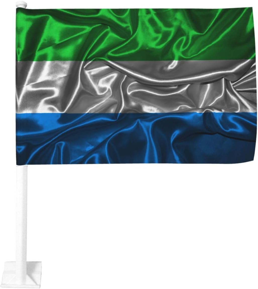 Double Sided Printing Silk Style Flag Of Sierra Leone Car Flag 12×18 Inches Car Window Clip Flags Car Decoration Banner