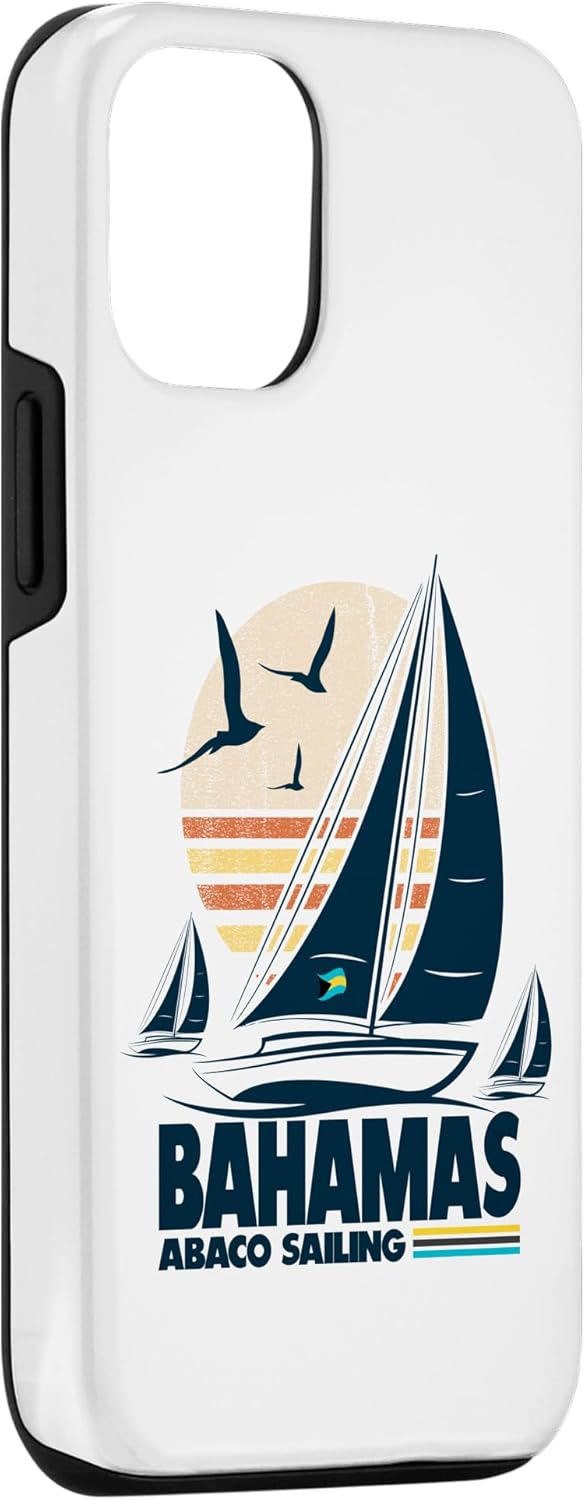 Funda para iPhone 13 Abaco Sloop Sailing Bahamas Regatta Sailboat Bahamian Flag Case
