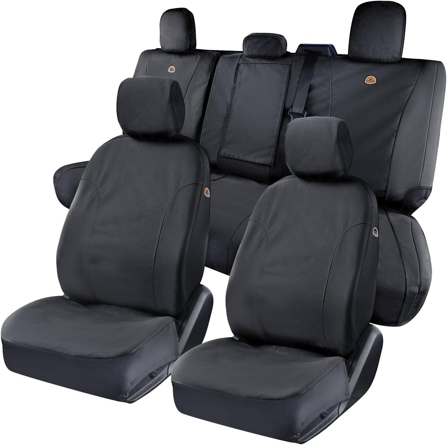 Coverado Fundas de asiento delantero, protector de asiento de lona impermeable para cojines de asiento de automóvil para niños y perros, fundas de