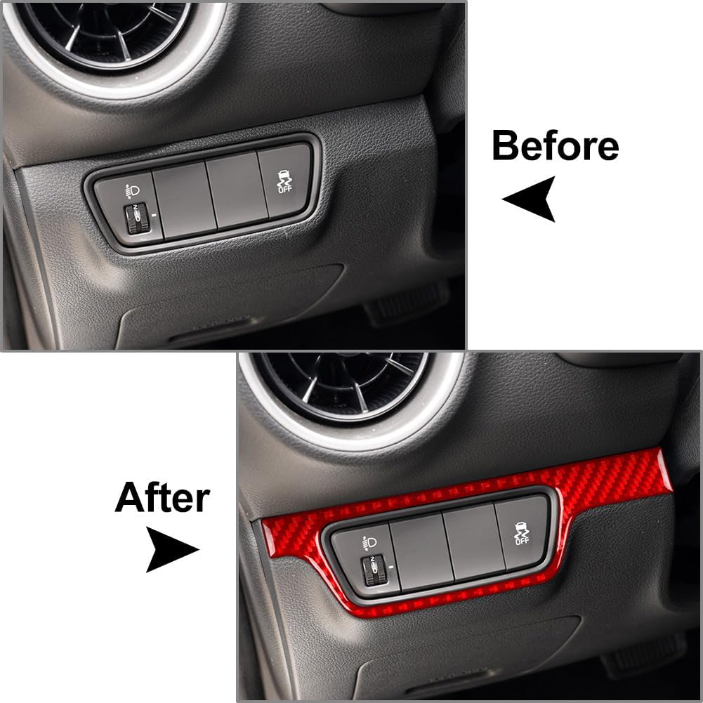 Lirun – Cubierta de fibra de carbono para interruptor de faros delanteros de automóvil, accesorios interiores para Kia Forte Cerato K3 2019 2020