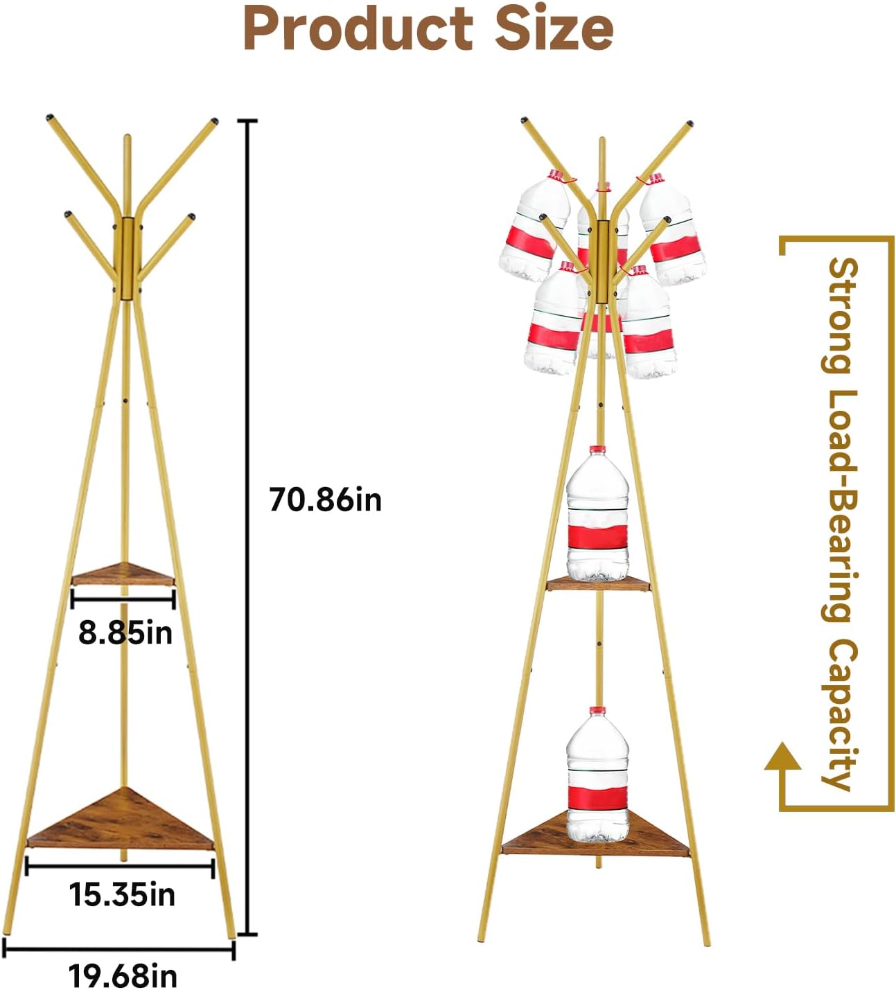 Perchero independiente, árbol de pasillo con 2 estantes, perchero para sombrero, ropa, bolsa, soporte para entrada, sala de estar, dormitorio,