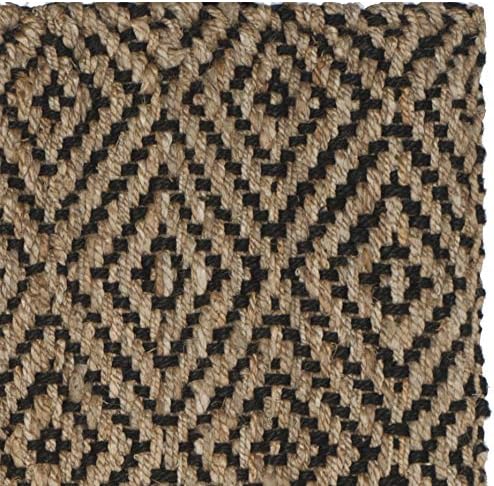 SAFAVIEH Natural Fiber Collection NF181C – Alfombra cuadrada de yute de 4 pies, hecha a mano, color negro