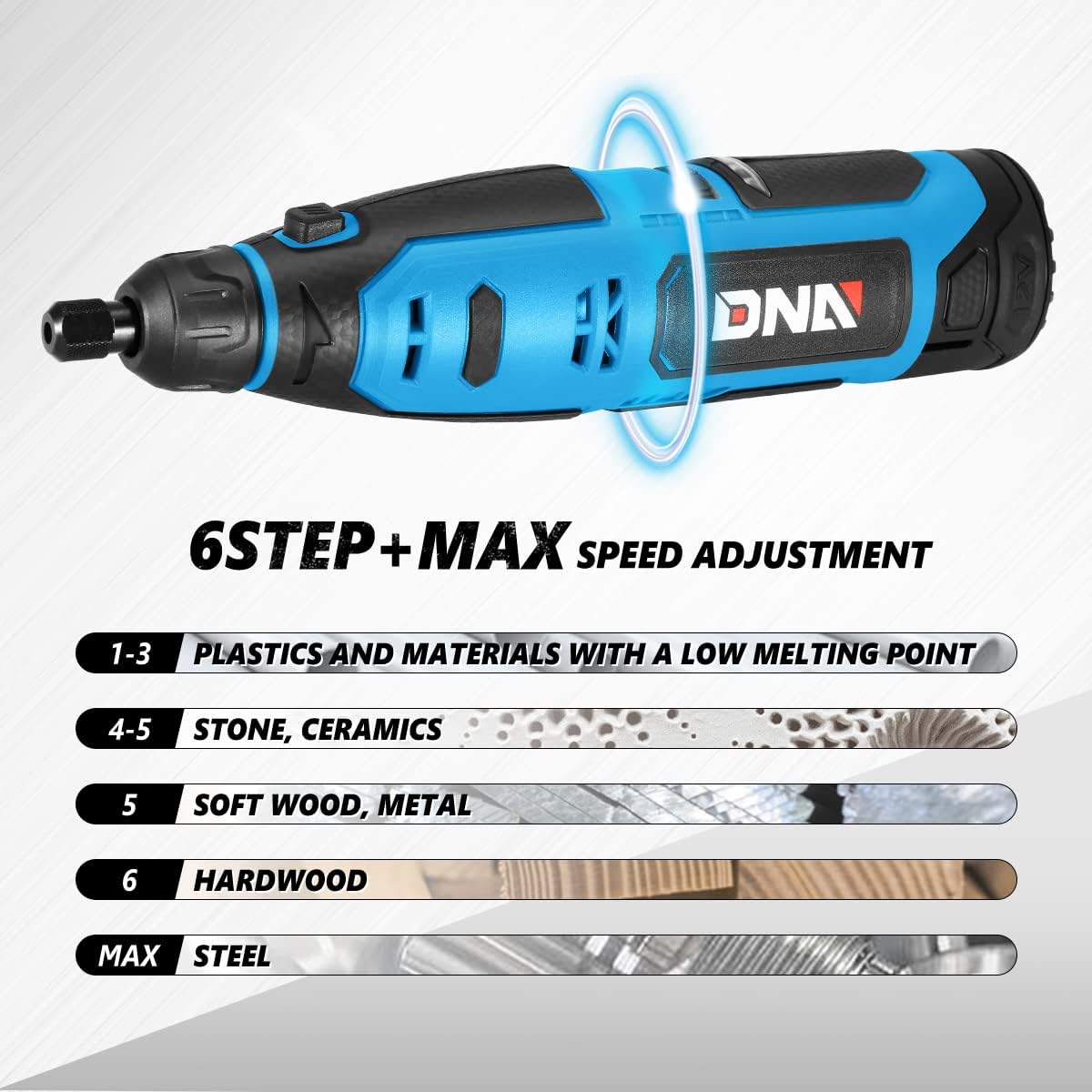 DNA MOTORING TOOLS-00163 – Herramienta giratoria inalámbrica de 12 V, velocidad variable, recargable, juego de mini amoladora inalámbrica para