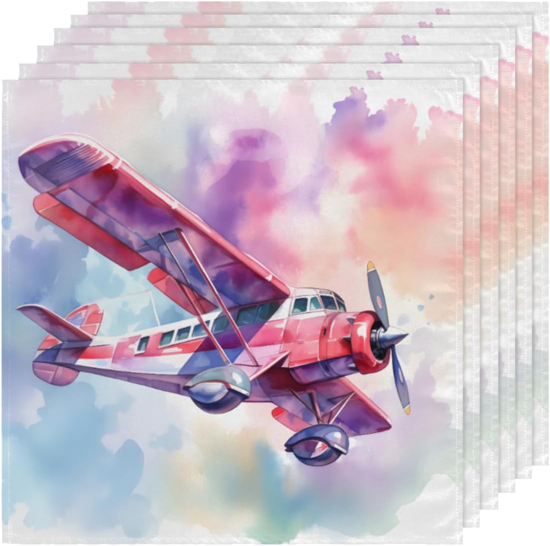 Cloth Napkins Set of 6 Pink Airplanes 20×20 Inch Cloth Napkins Abstract Transportation Washable Reusable Kitchen Dinner Napkins Table Decor for