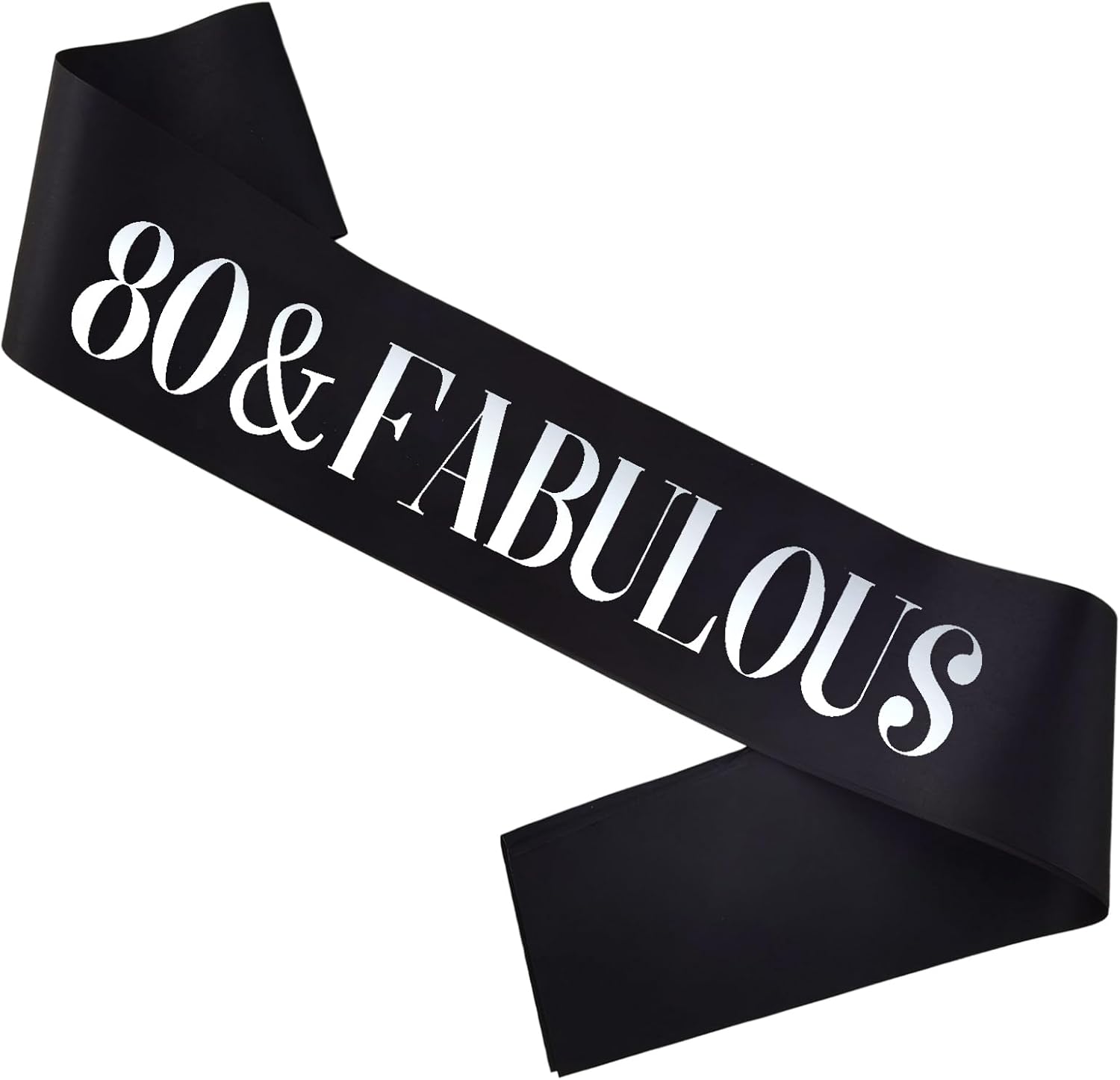 Banda de cumpleaños de 80 y fabulosa, lámina plateada de satén negro del 80 y fabulosa banda de cumpleaños para hombres o mujeres, decoraciones de