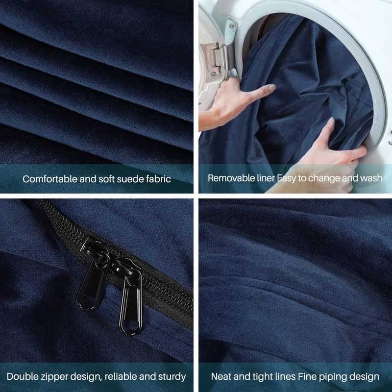 Funda para puf de gran tamaño para adultos, muebles de sala de estar, de microfibra suave y lavable, funda para silla de puf para niños, funda para
