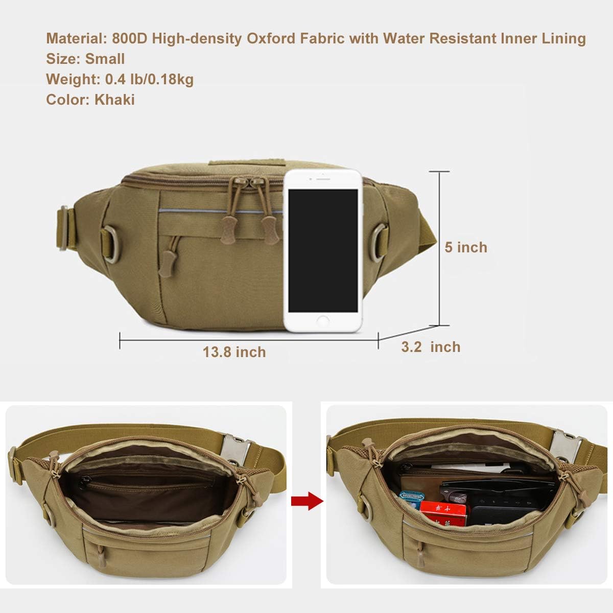 BraveHawk Outdoor – Riñonera táctica de nailon militar 800D Oxford resistente al agua, multiusos, EDC