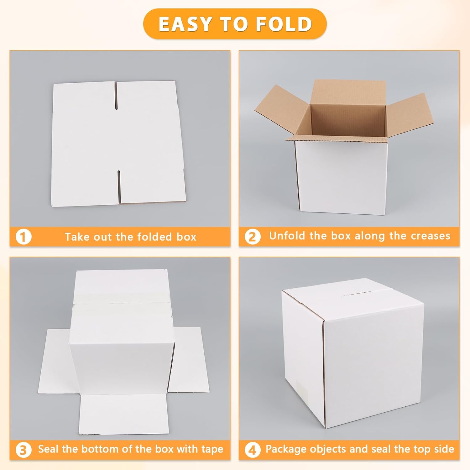 Cajas de envío de 7 x 5 x 4 pulgadas, paquete de 50 cajas de cartón corrugado color blanco para embalaje de pequeñas empresas, mudanza, correo
