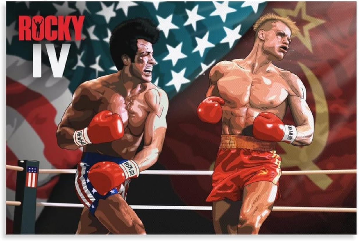 Póster de película Rocky Iv, póster de arte en lienzo y arte de pared, póster moderno para decoración de dormitorio familiar, 24 x 36 pulgadas (23.6