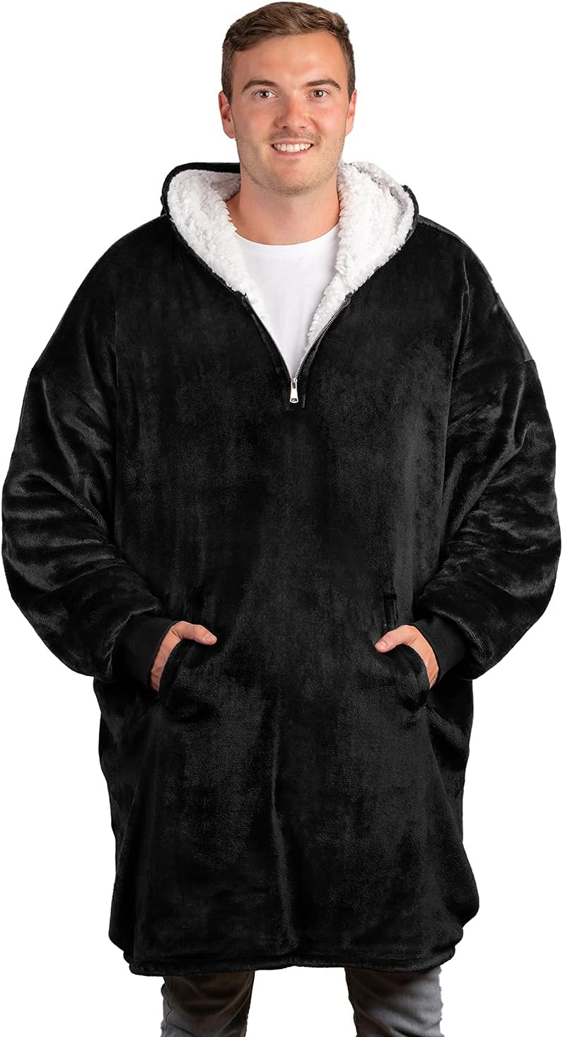 Trekki Sudadera con capucha de gran tamaño, manta con capucha para hombres y mujeres con cremallera, cómoda manta de forro polar con capucha para