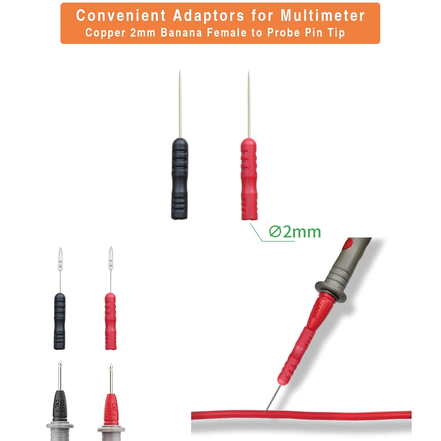 Kit de sonda trasera de 24 piezas, 5 perforadores de alambre con tapa, 5 pines de sonda trasera larga, 5 cables de prueba de circuito de clip de