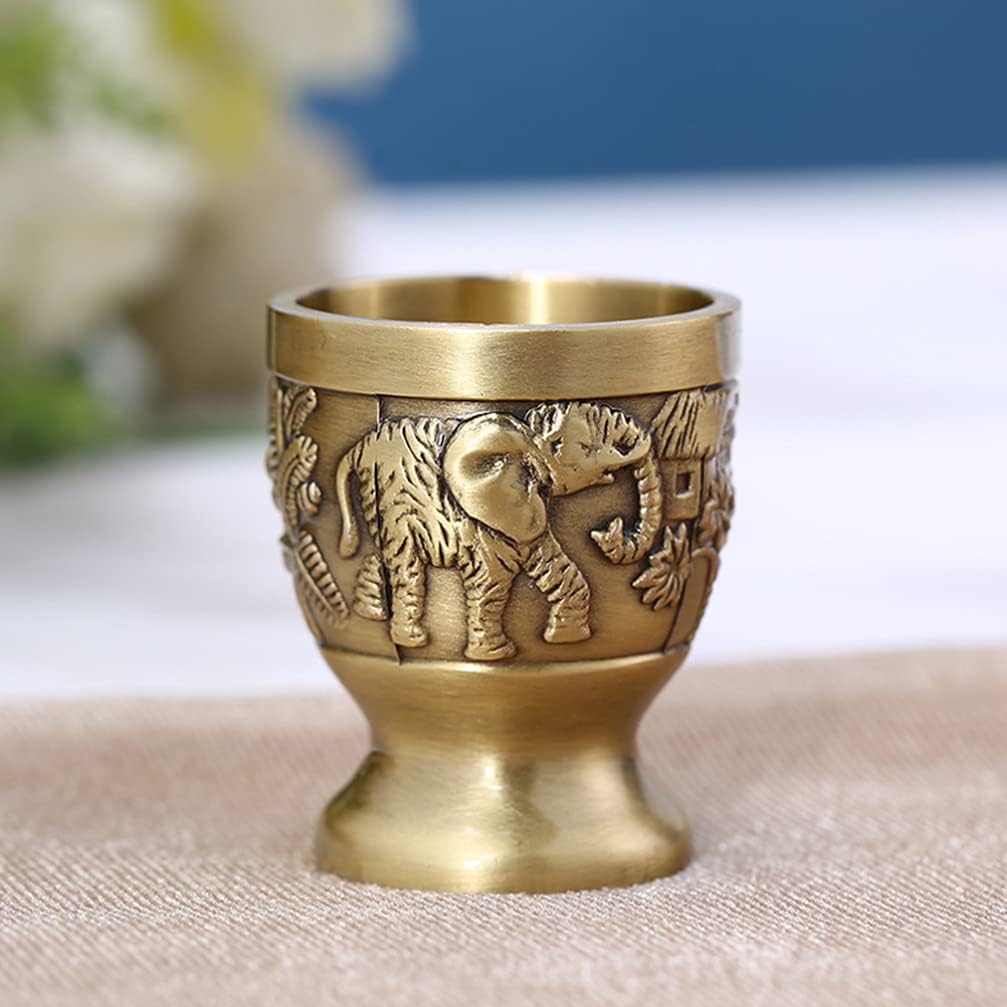 VICASKY Vaso de cristal de cáliz de bronce para whisky antiguo, copa de dram de whisky antiguo, mini taza de copa de vino, copa de cáliz de cáliz de