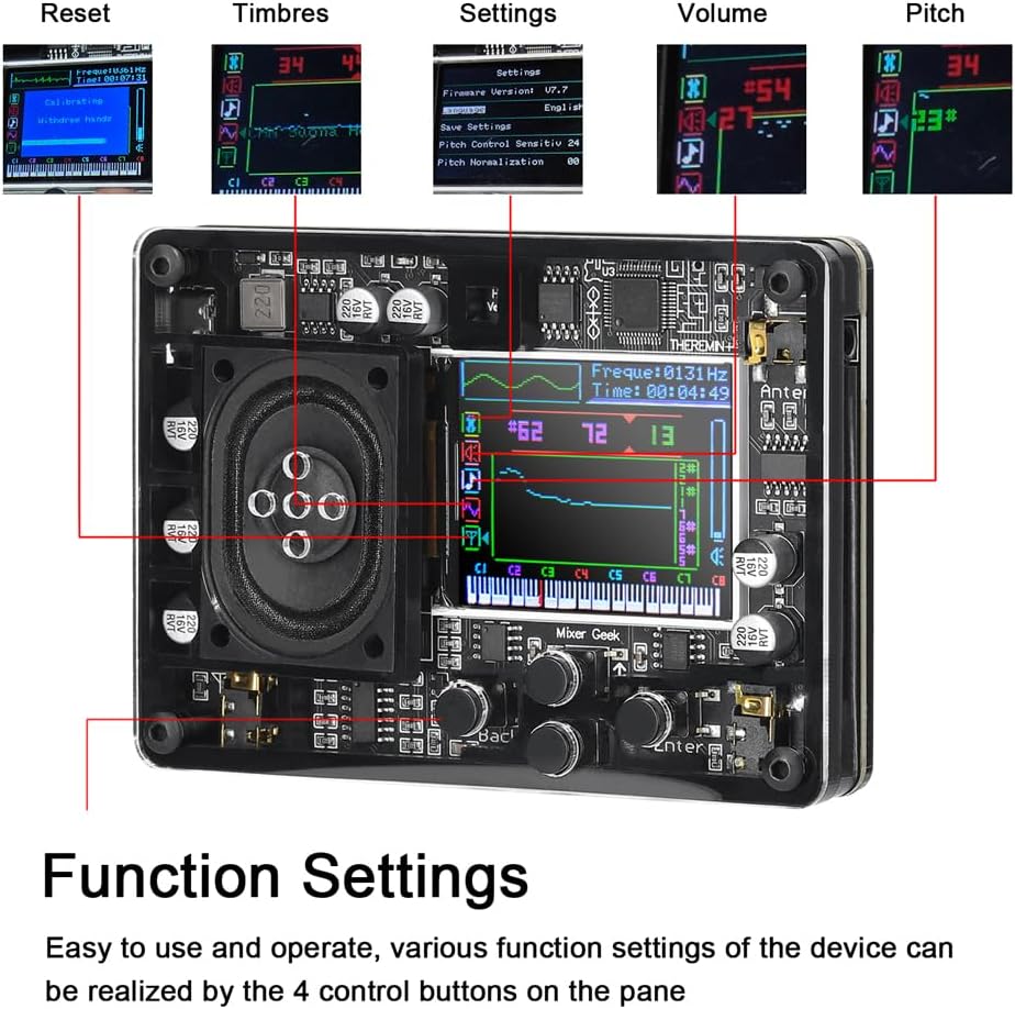 XIXIAN Interfaz de instrumentos musicales tipo C Theremin Módulo musical Vintage Instrumento electrónico ingenioso múltiples voces ajustables con