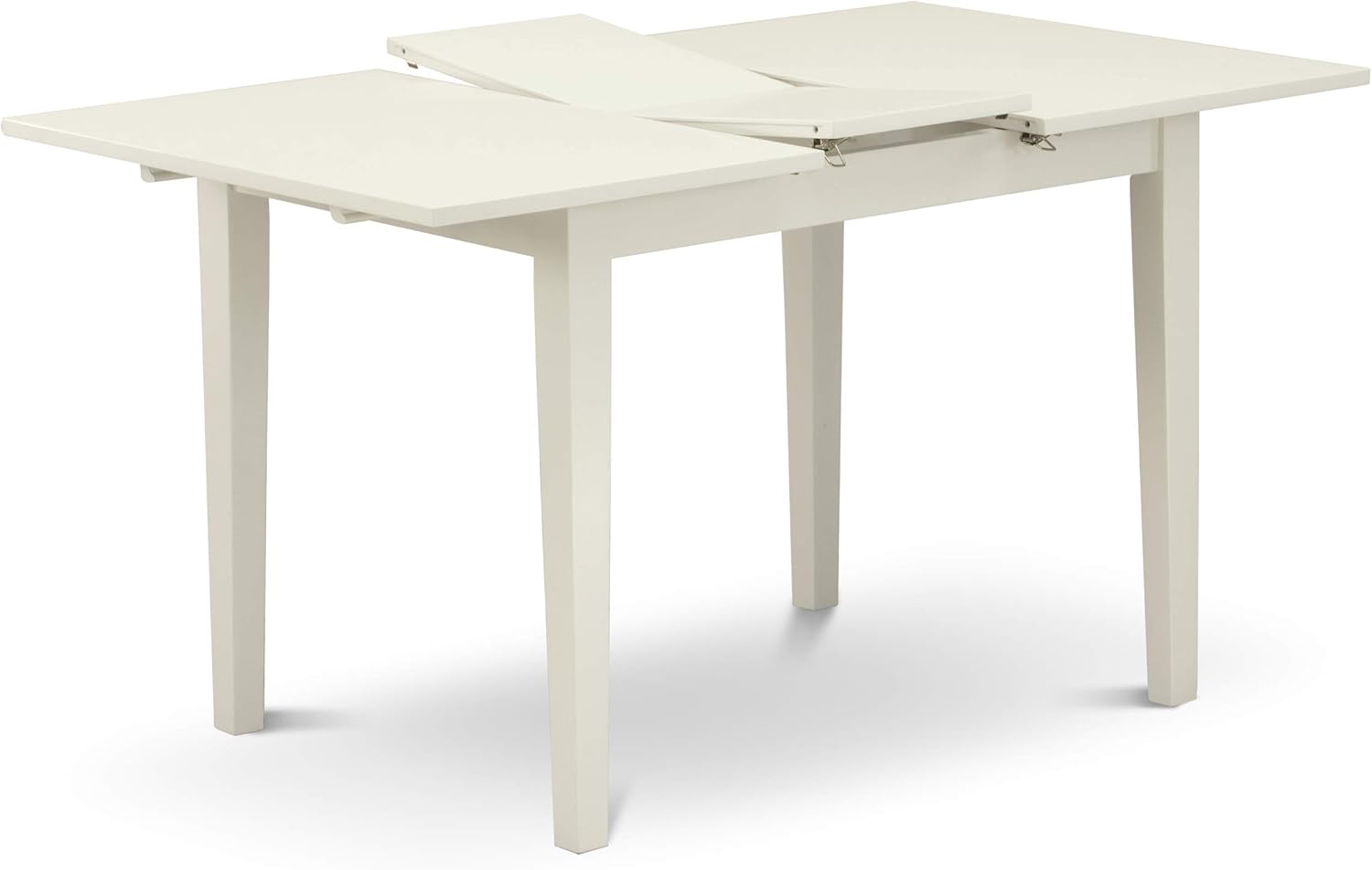 East West Furniture NOEN3-LWH-06 – El juego de 3 piezas contiene una mesa de comedor rectangular con hoja de mariposa y 2 sillas tapizadas de tela