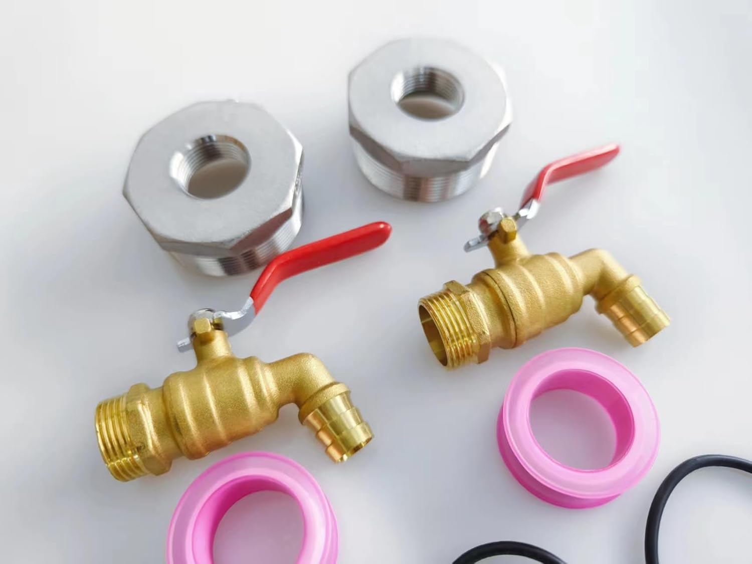 Grifo de barril de 2 pulgadas para tambor de 55 galones, barril de lluvia y grifo de cubo, grifo de barril de latón con 3 arandelas EPDM (paquete de