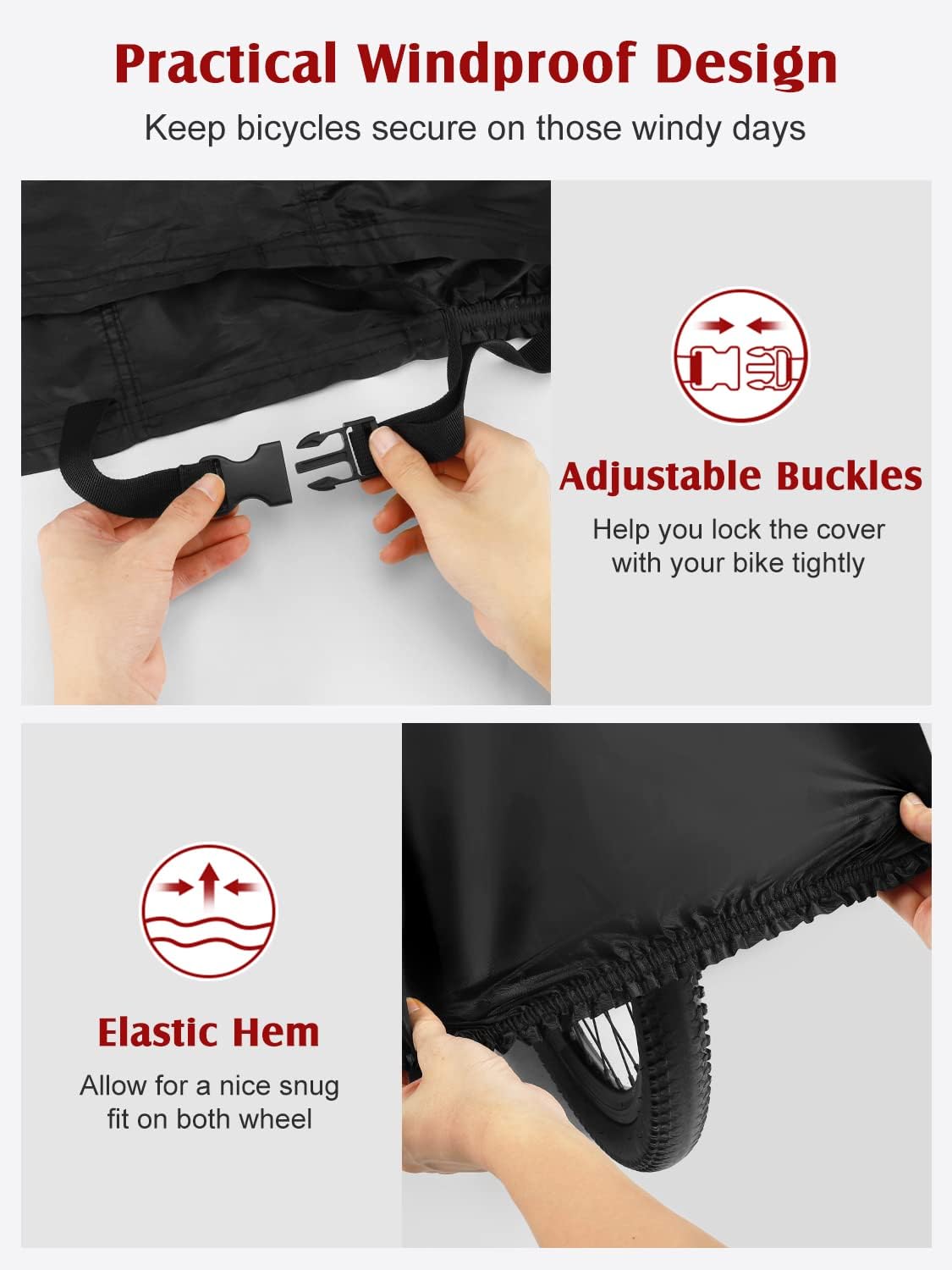Funda para bicicleta para 2 bicicletas, 210D Oxford para exteriores, impermeables, con orificio de bloqueo, protección para todo tipo de clima,