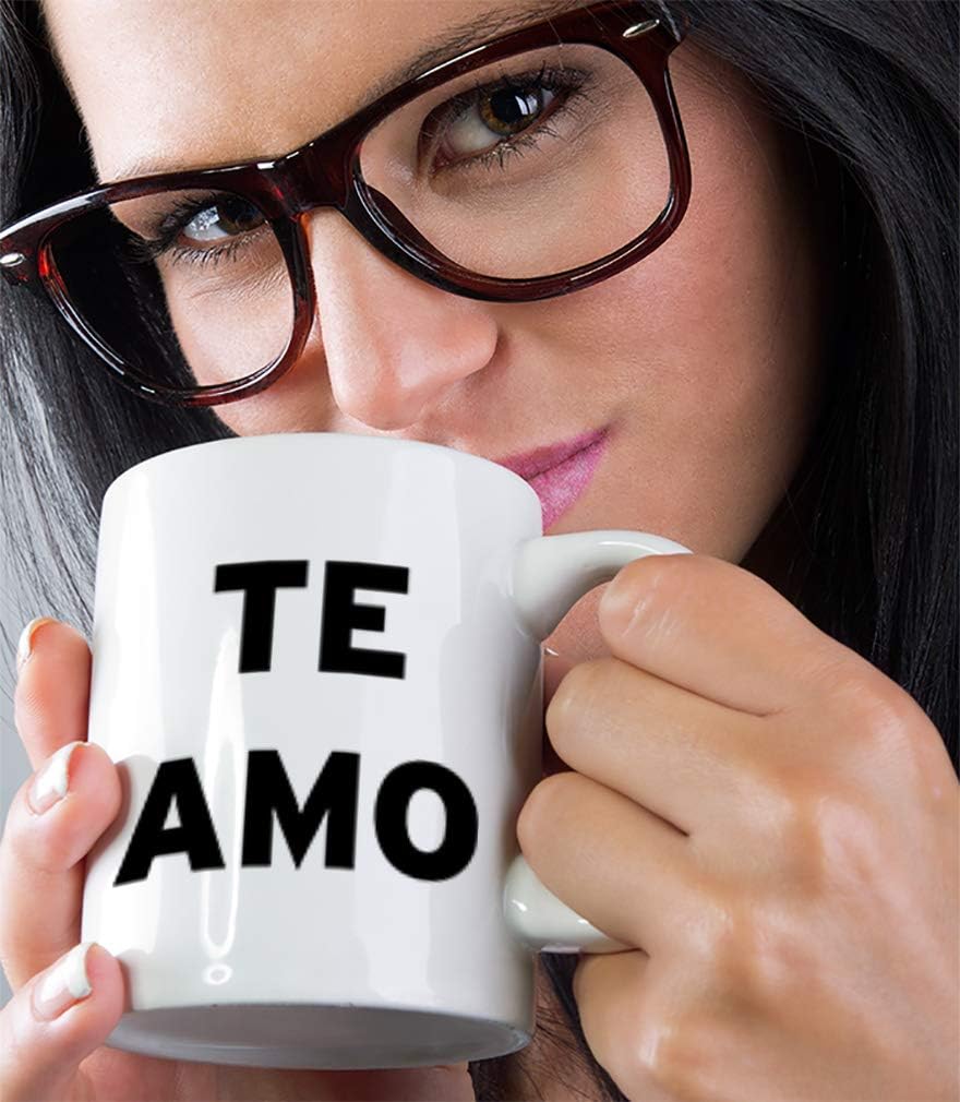 Taza de café de cerámica de 11 onzas Te Amo Love Valentines idiomas extranjeros, taza de té blanca, diseño español solamente